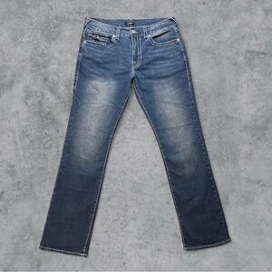 True Religion 'Ricky Super T' Blue Thick Black Stitch Jeans Size W36" L33”